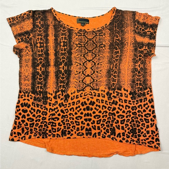 Buffalo David Bitton Tops - Buffalo Animal Print Sheer Tee XL Orange Snake Leopard Edgy